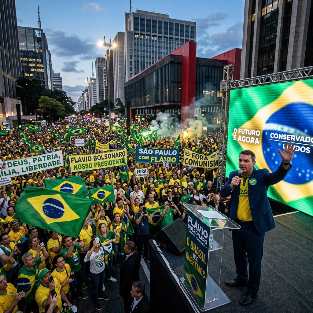 Flávio Bolsonaro Realiza Grande Comício em São Paulo