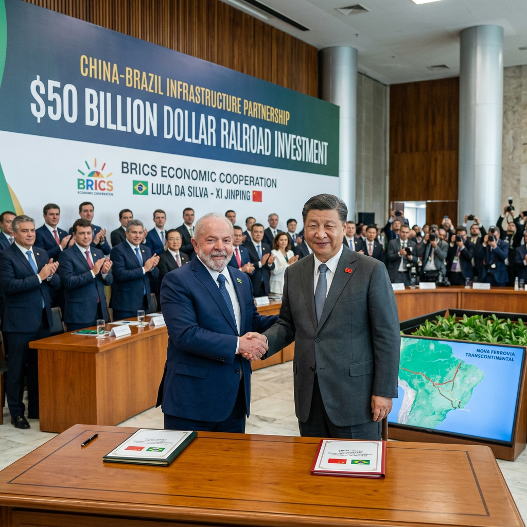 China e Brasil Assinam Acordo Histórico de Infraestrutura no Valor de US$ 50 Bilhões