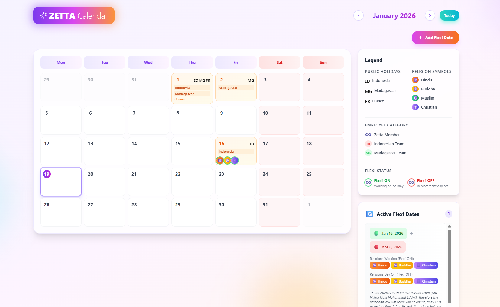 Zetta Calendar template preview