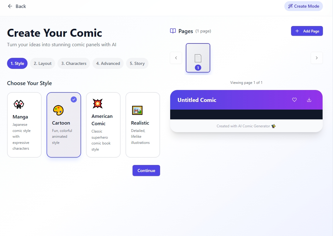 ComicCanvas template preview