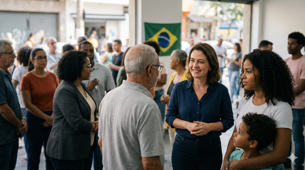 Político interagindo com cidadãos