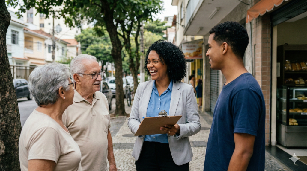 Político interagindo com cidadãos