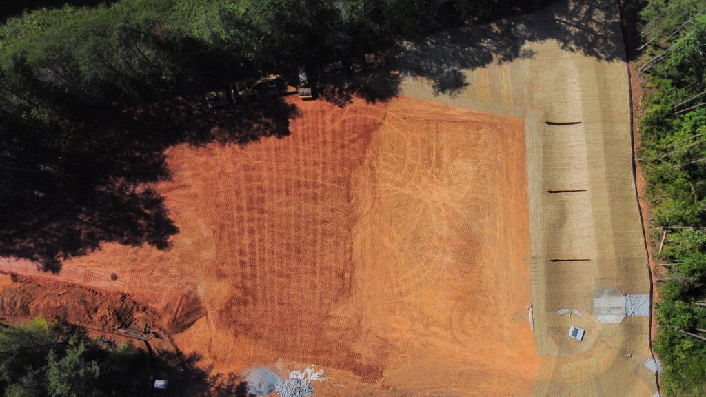 DRAW Enterprises aerial view of commercial site grading and development project in Charlotte NC