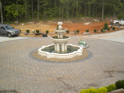 Residential Paver Driveway & Fountain