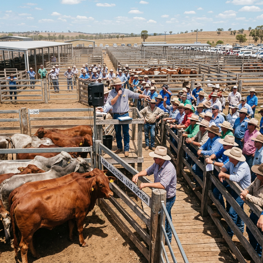 Australian cattle auction saleyard