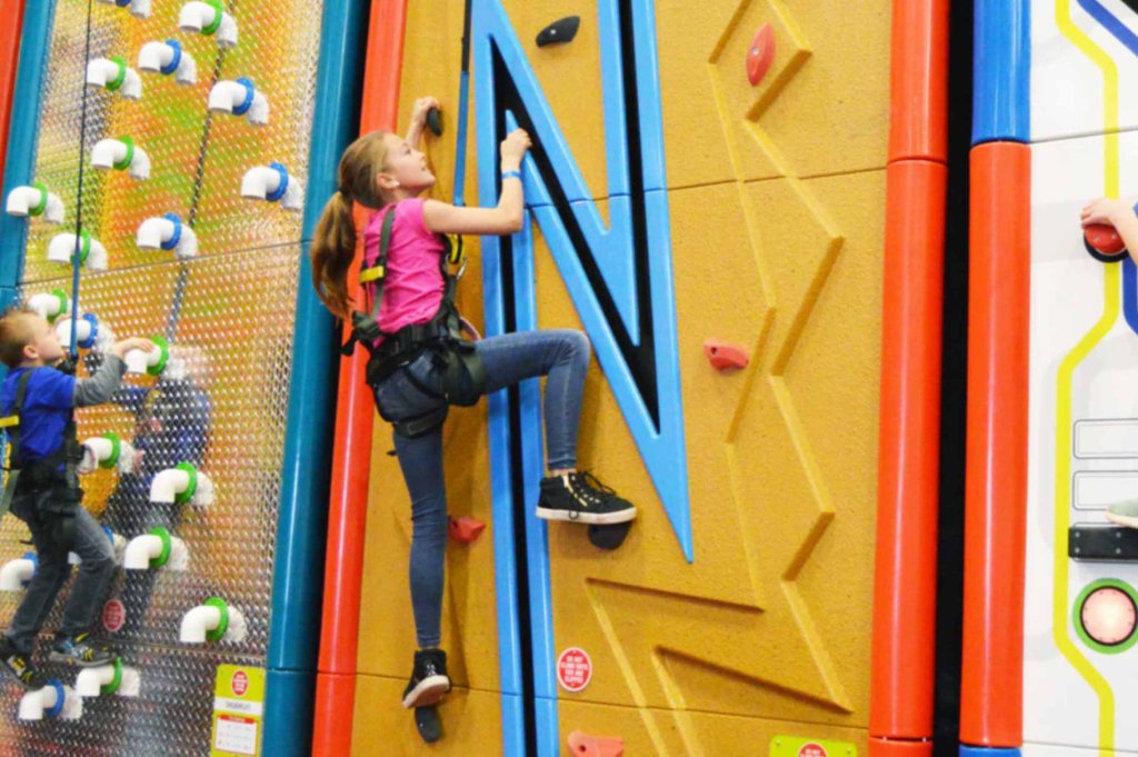 Lightning Crack climbing wall at Clip 'n Climb Allegan Event Michigan