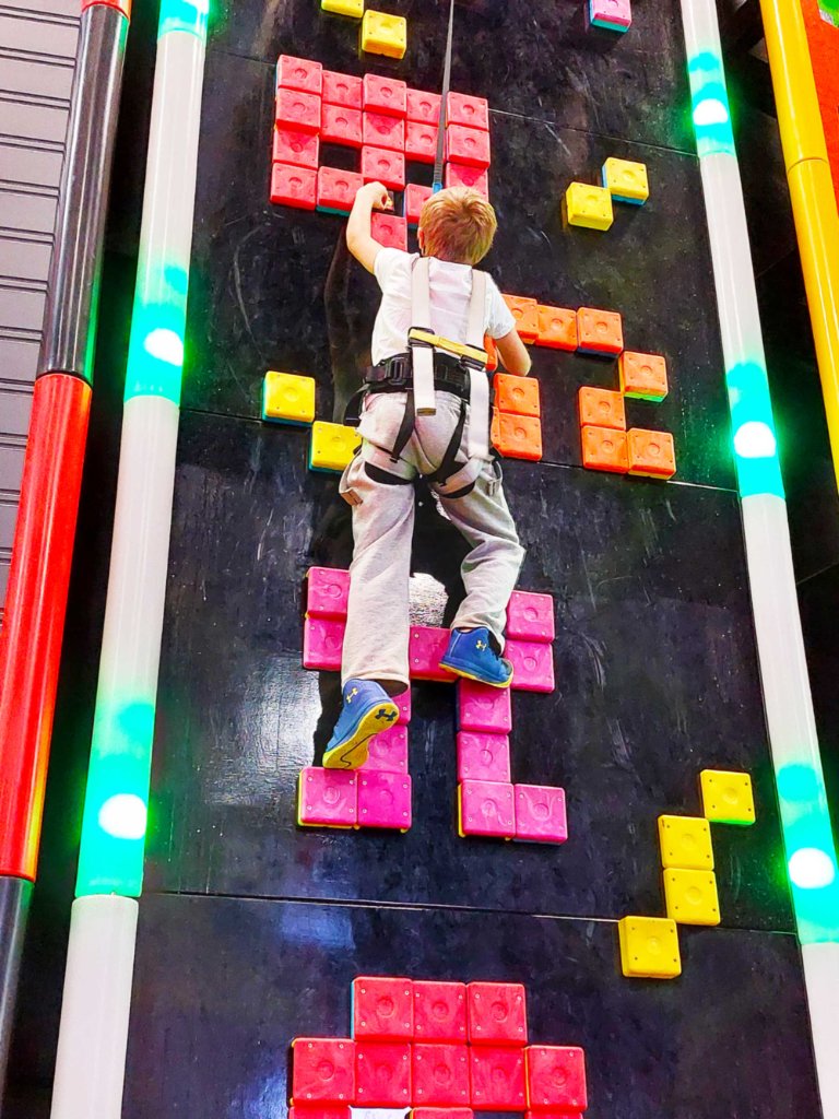 Aliens climbing wall at Clip 'n Climb Allegan Event Michigan