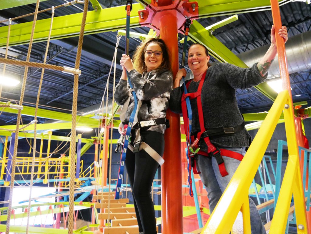 Corporate team building event on Sky Trail ropes course at Allegan Event Michigan