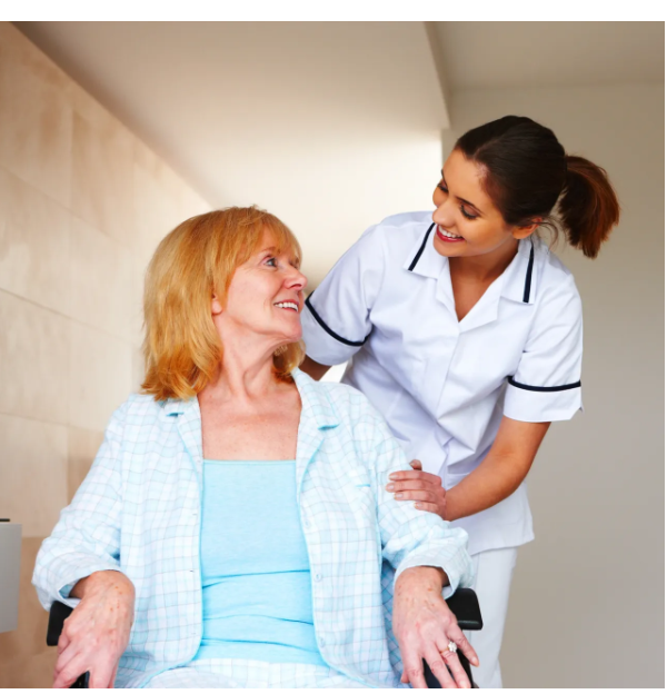 Nurse with IV care patient