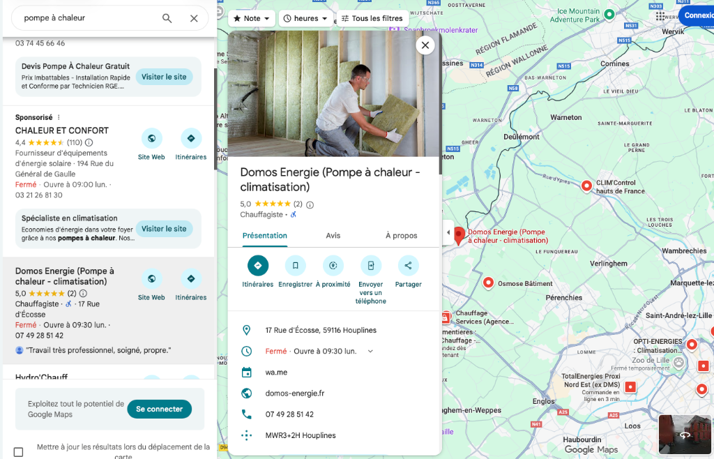 Google Maps avec résultats de recherche locale