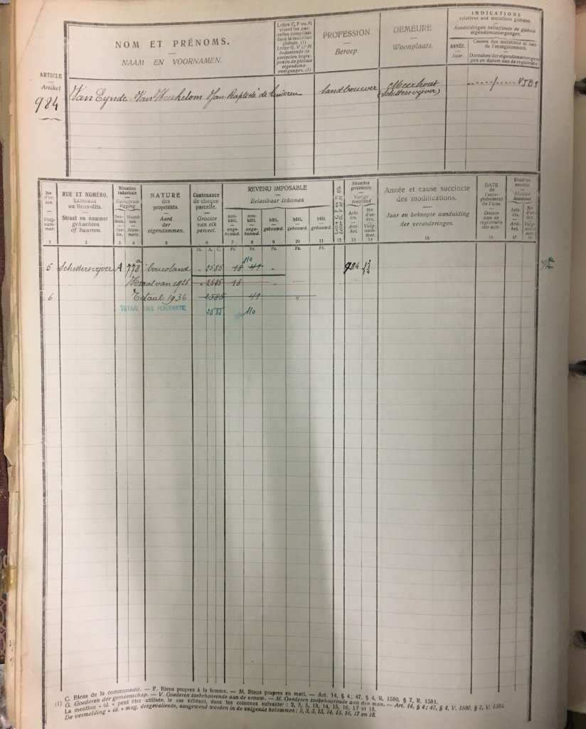 Historisch document Van Eynde 1835