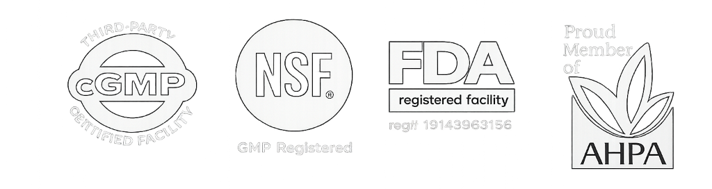 Certifications: cGMP, NSF, FDA, AHPA