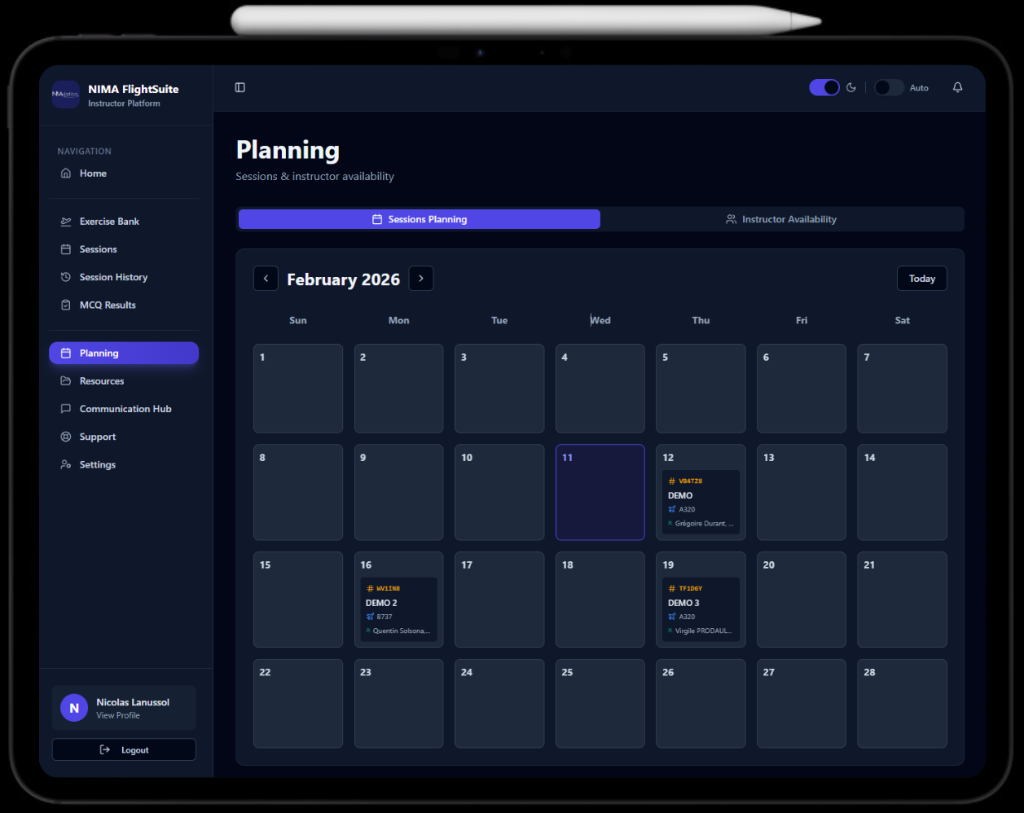 Session Planning Calendar