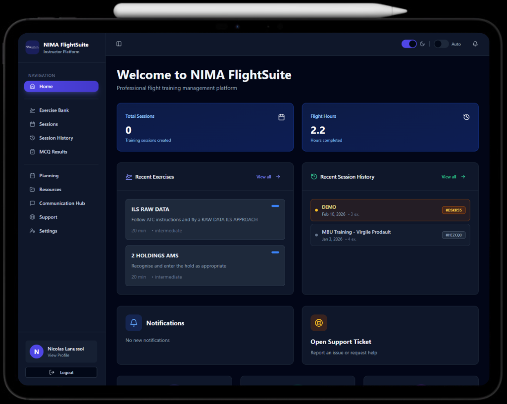 NIMA Flight Suite Dashboard