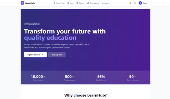 Learn Hub template preview