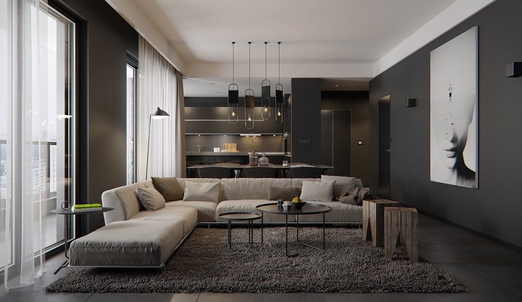 Sophisticated dark-toned interior with contemporary design features from a Melbourne home renovation