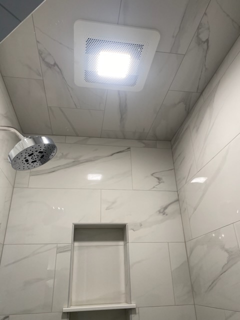 Marble Tile Shower with Niche