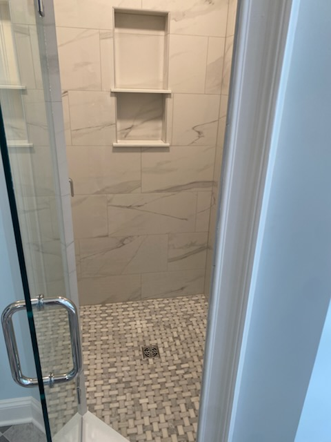 Glass Enclosed Marble Shower