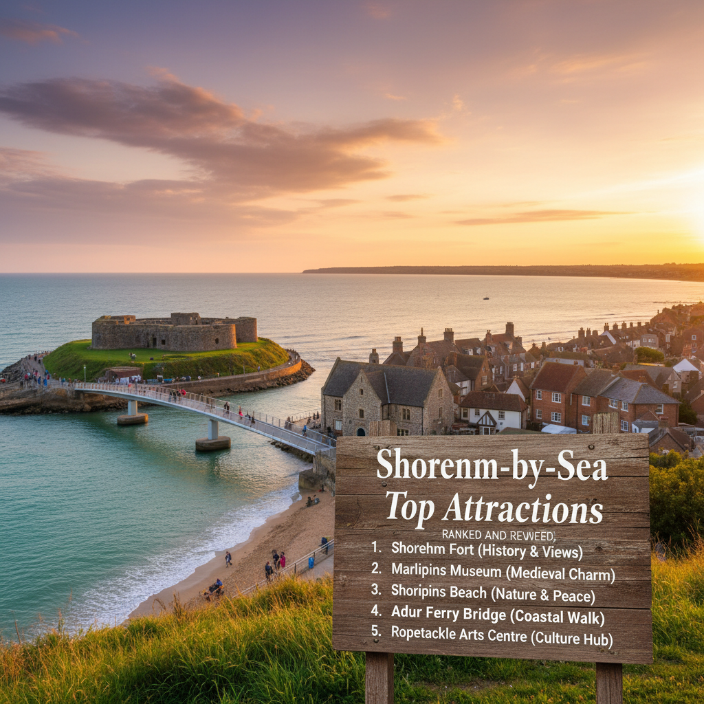Scenic view of Shoreham-by-Sea's coastline and attractions
