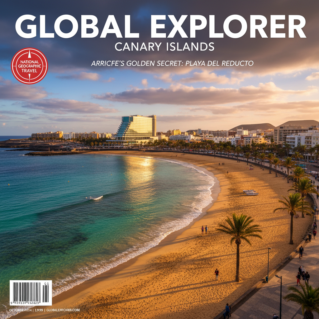 Playa del Reducto in Arrecife, a stunning golden beach in the Canary Islands, perfect for relaxation and exploration.