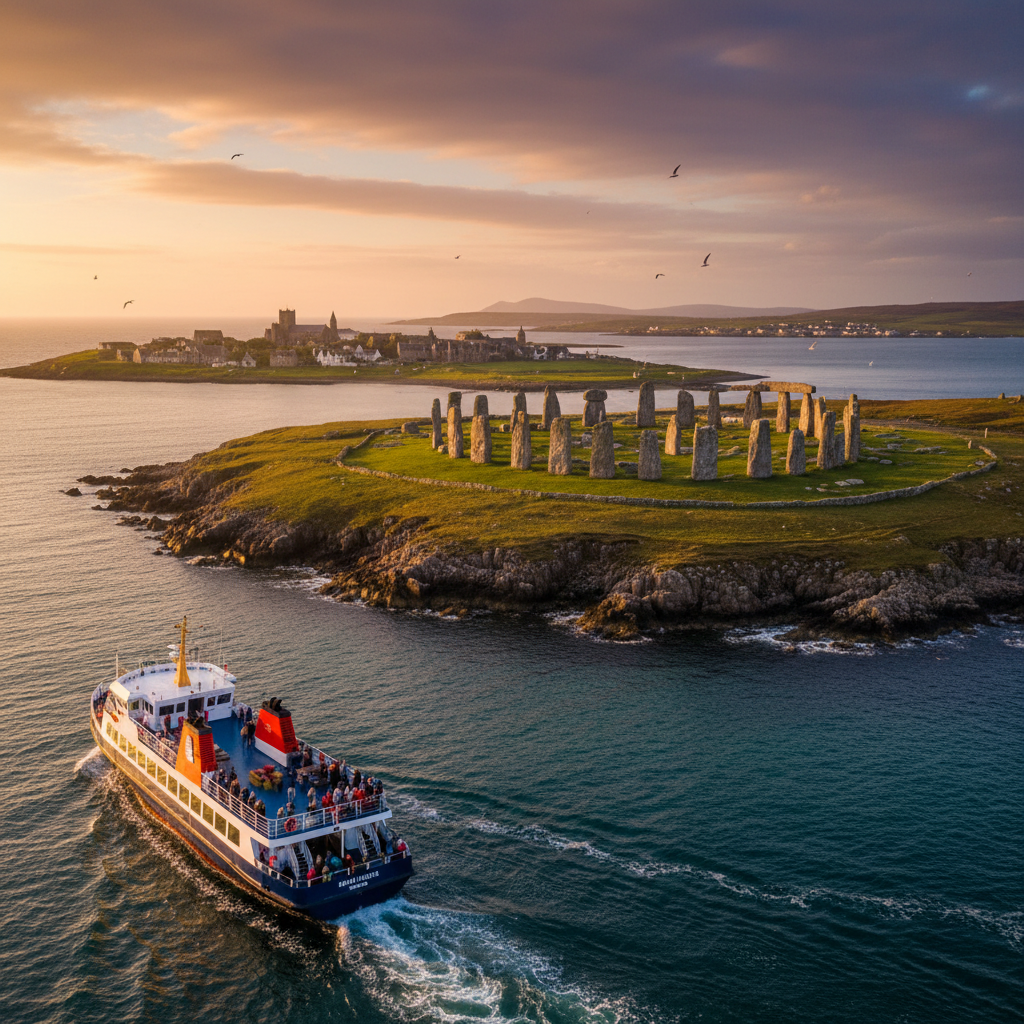Stunning view of Orkney's coastline with historical sites