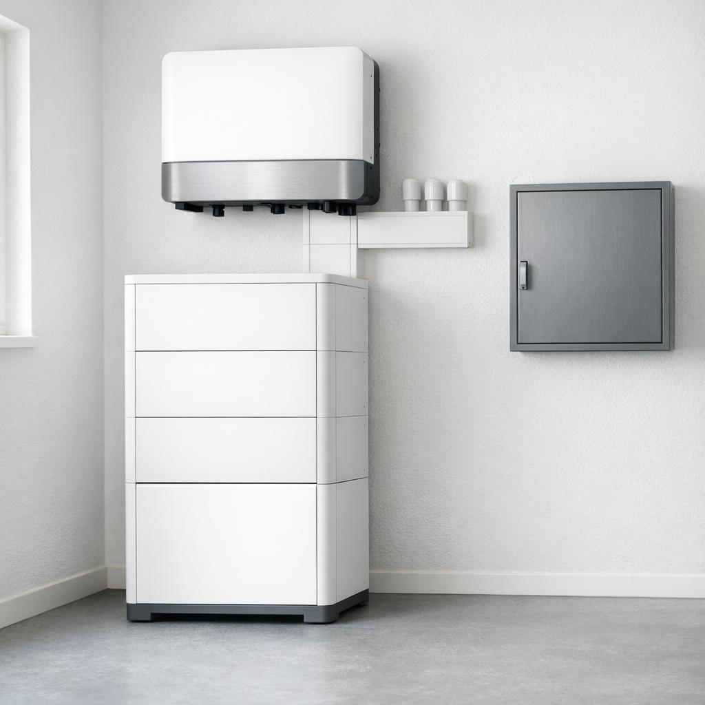 Modulaire thuisbatterij installatie met omvormer en meterkast