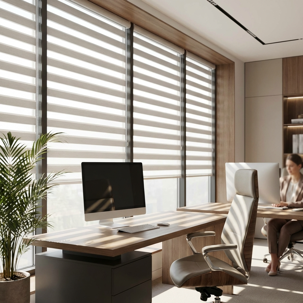 Office with Zebra Blinds