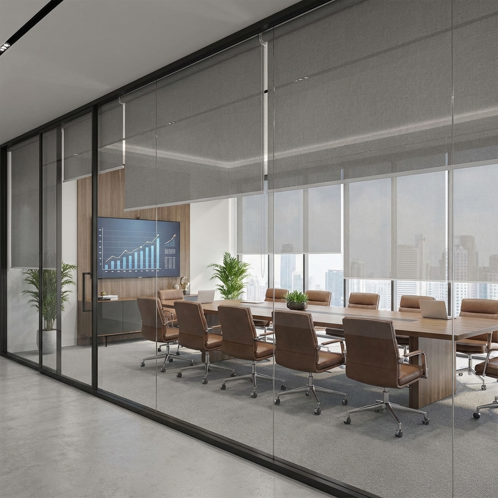 Boardroom with Roller Shades for Privacy