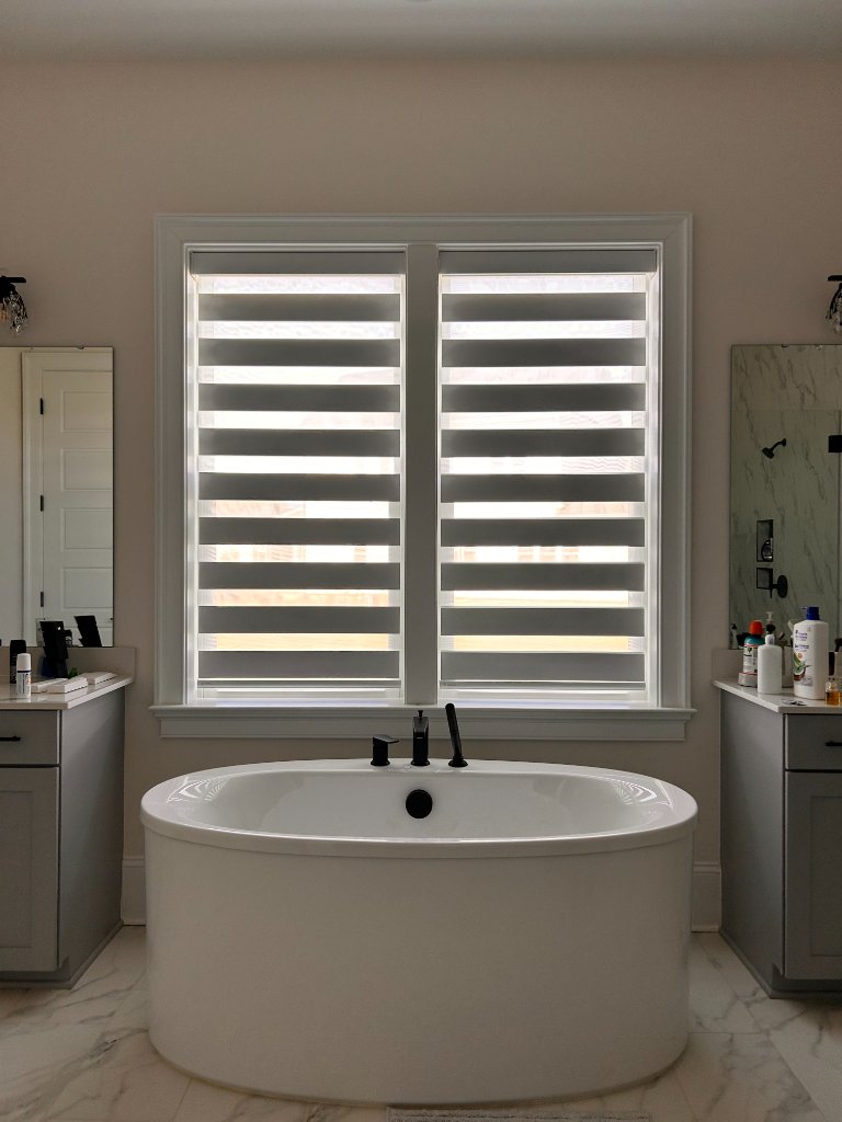 Zebra Blinds - Behind Bathtub