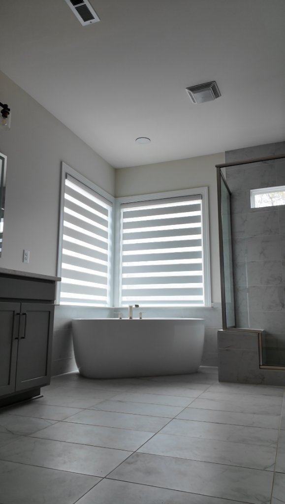 Zebra Blinds - Behind Bathtub