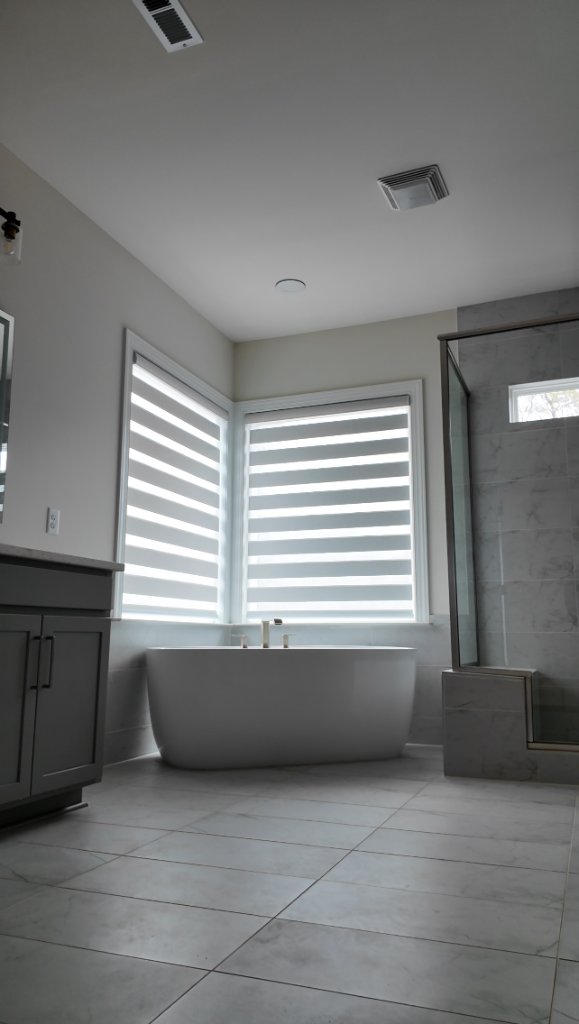 Zebra Blinds - Behind Bathtub