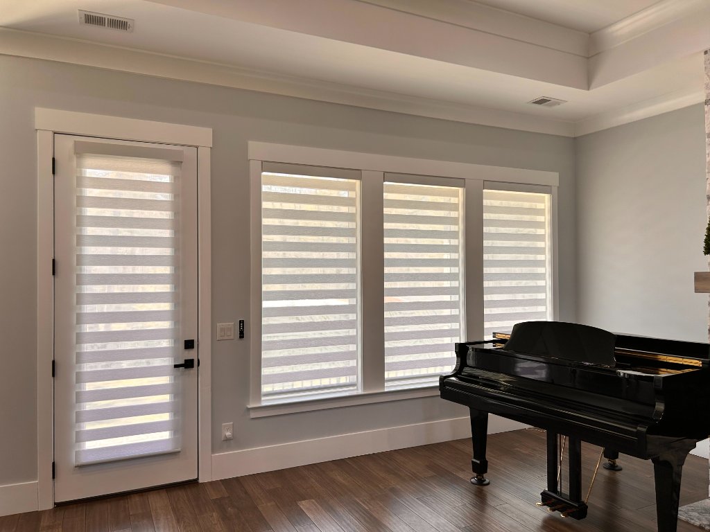 Zebra Blinds - Piano Room Windows & Door