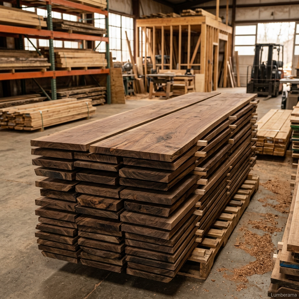 Walnut hardwood lumber