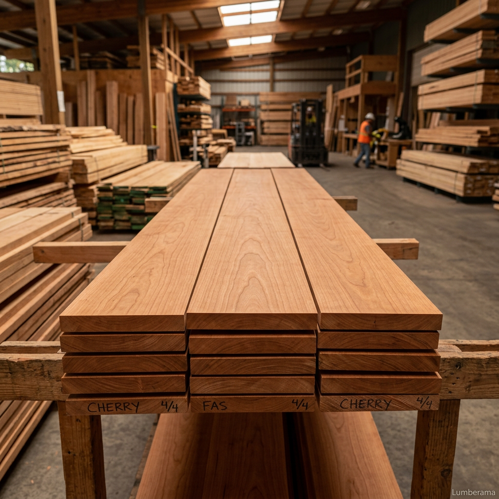 Cherry hardwood lumber