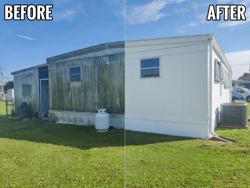 Before and after house washing in Lehigh Acres FL - Refresh Power Washing Inc