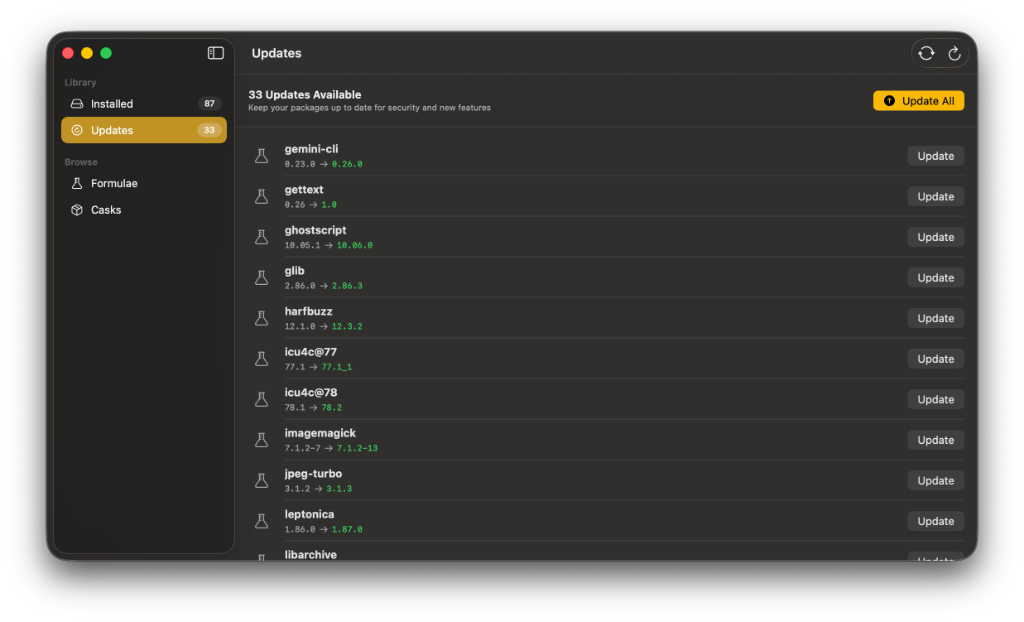 Updates View