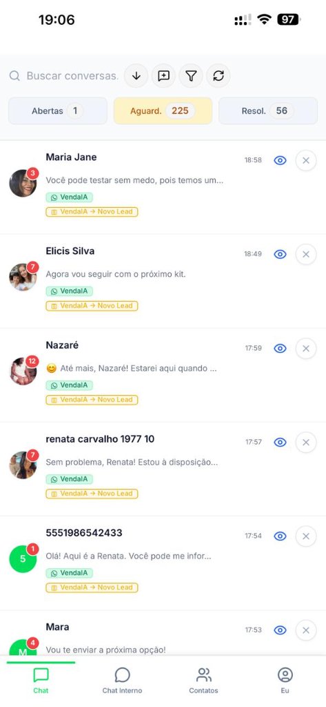 Aplicativo Mobile ConvertLead - Atendimento WhatsApp