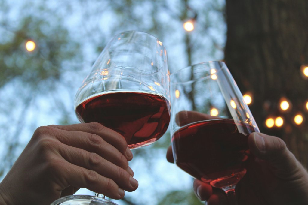 Wine glasses toast