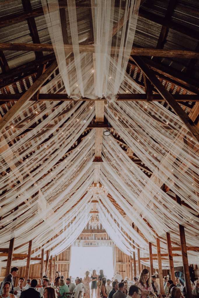 Brown Barn Wedding Cake Setup