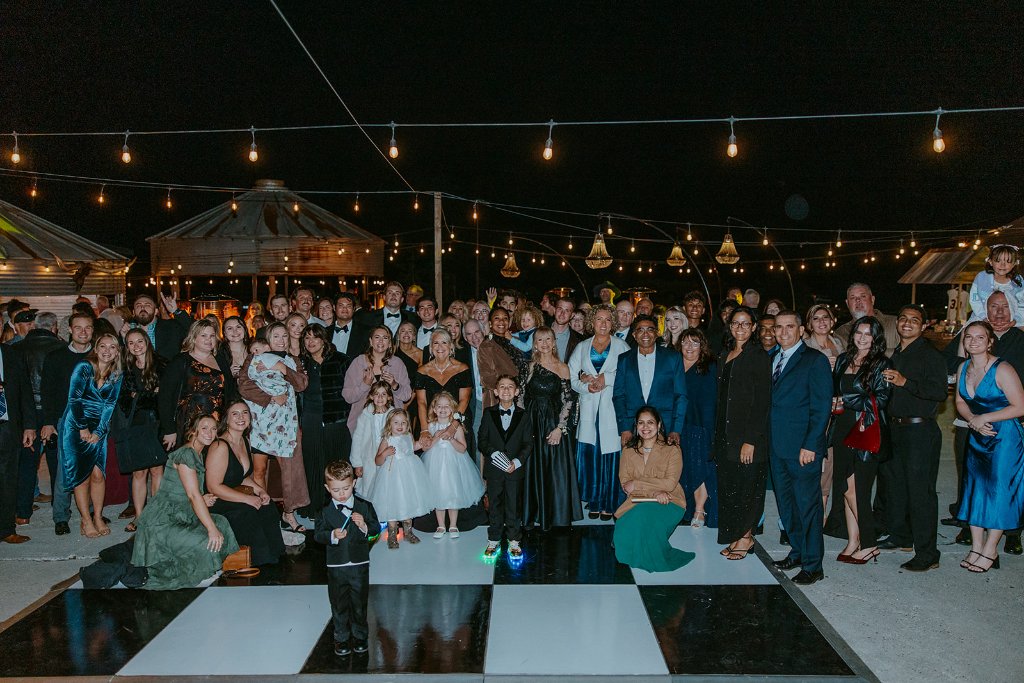 Group Photo Under Lights