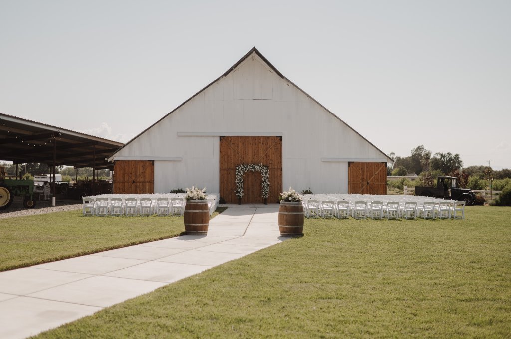White Barn Black Tie Ceremony