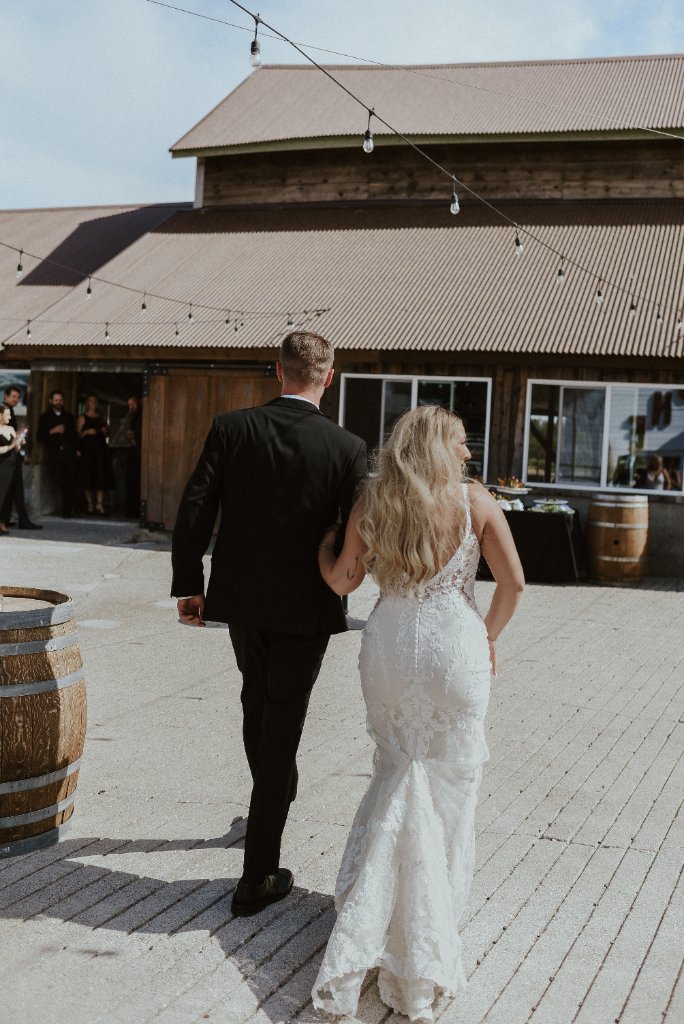 Couple Walking to Barn