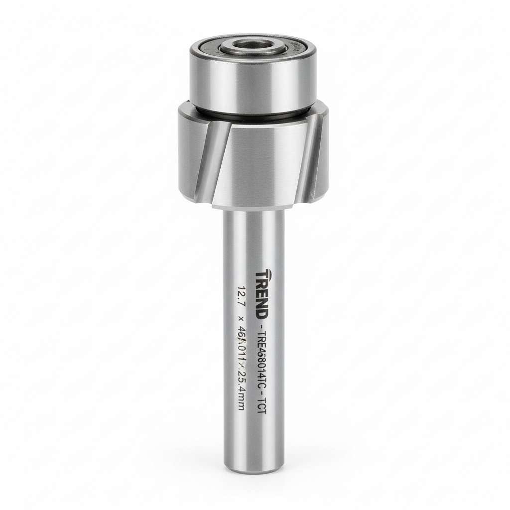 Chain Supply UK TRE468014TC - 46/80 x 1/4 TCT 90° Bearing Guided Triple Flute Cutter 12.7 x 25.4mm