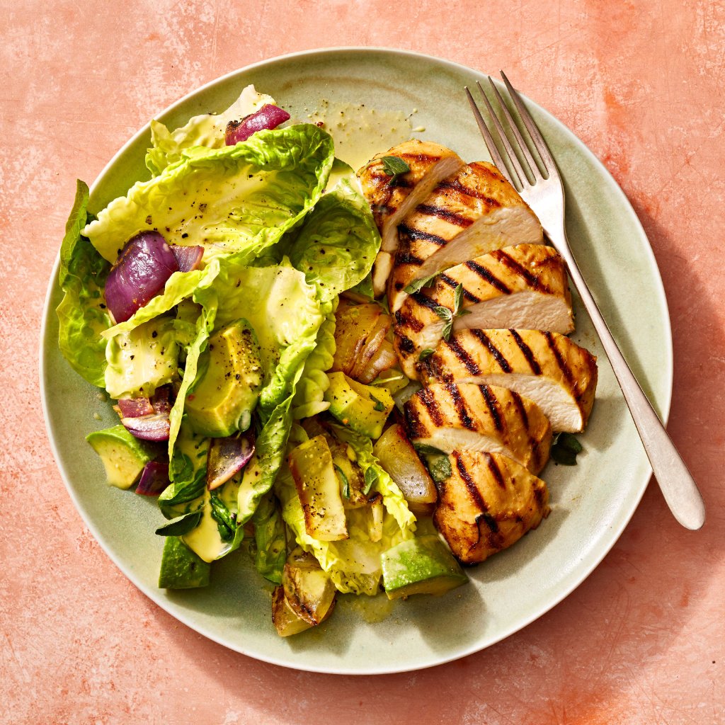 Grilled chicken salad with avocado Ozempic GLP-1 Wegovy Mounjaro approved meal plan