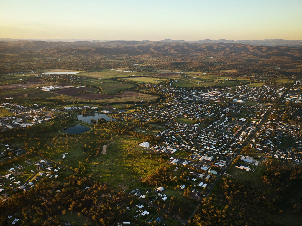 Lakeview Estate Gatton aerial view showing Lake Freeman and surrounding land lots in Gatton Queensland