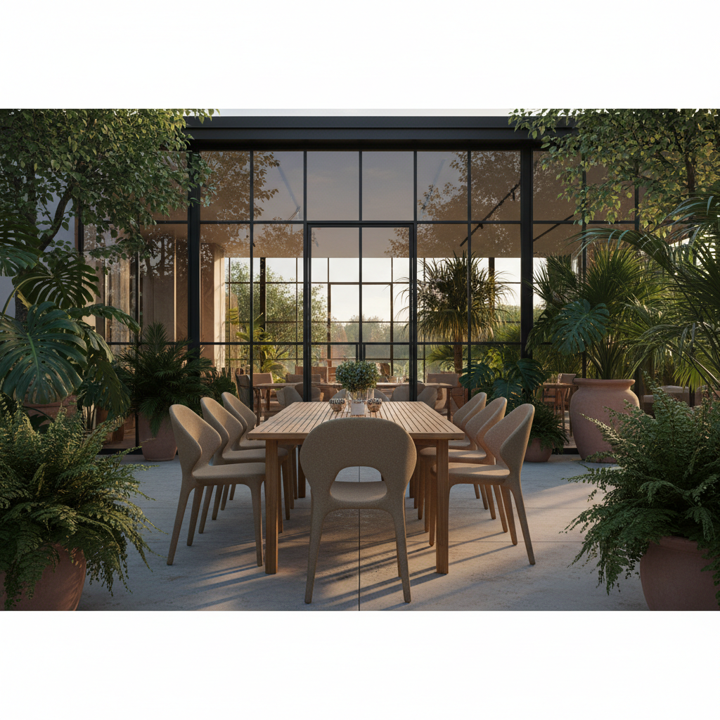 Residência de alto padrão com paisagismo e design sustentável.