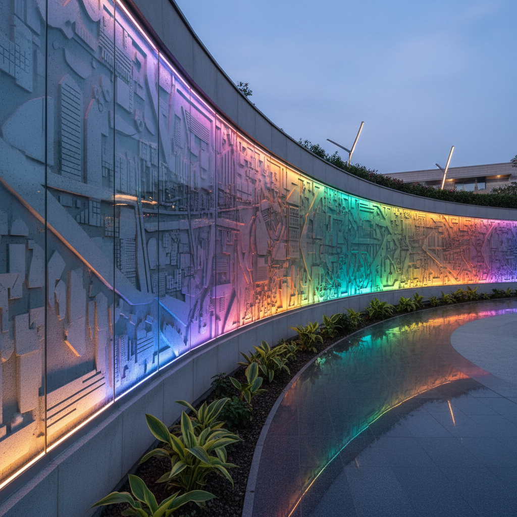 Detalhe de design de iluminação em espaço urbano altamente sofisticado.