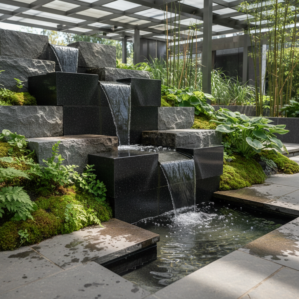 Fontes e plantas que criam sons agradáveis em paisagismo de luxo