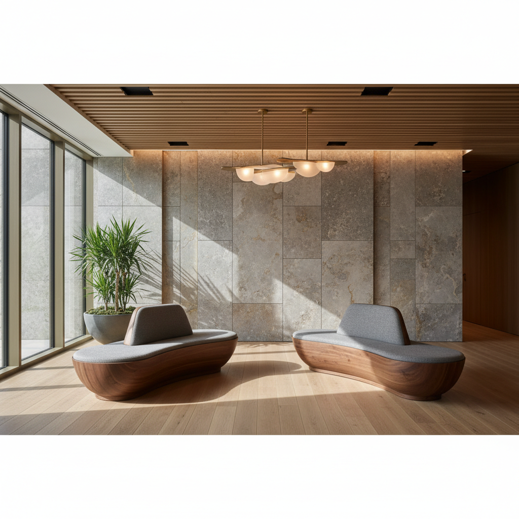 Arquitetura de alto padrão em design comunitário - detalhes de materiais nobres