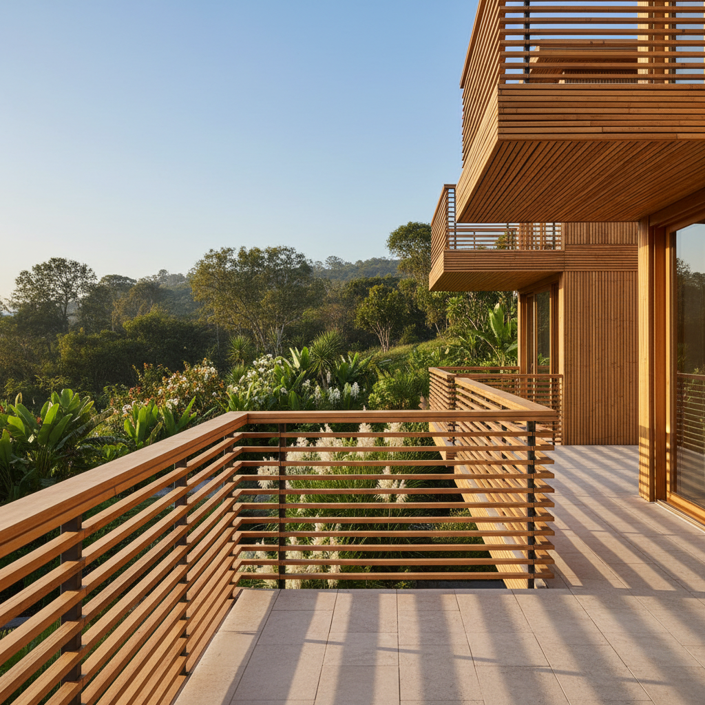 Residência sustentável com concreto translucido e paisagismo inovador.